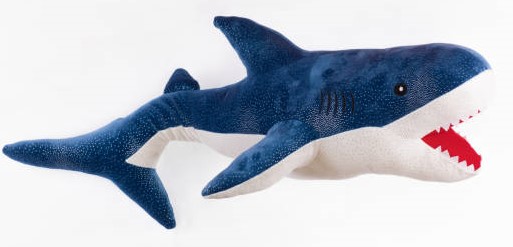 toy plush shark isolated on white background